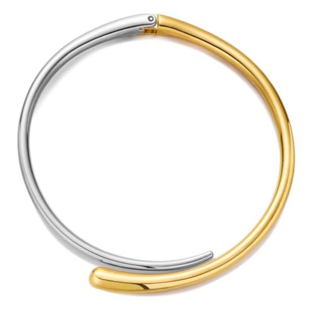 Hinged Open Cuff Statement Necklace Minimalist Mi… - image 2